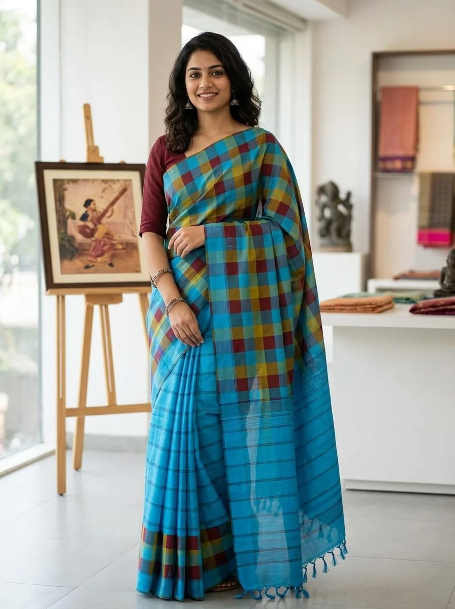 Sky Blue Pure Kanchipuram Traditional Silk Sarees